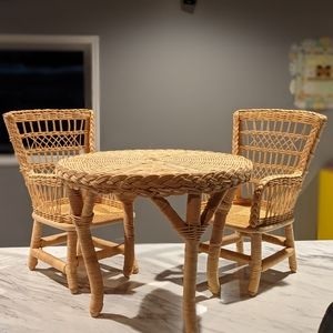American girl Samantha's wicker table and chairs